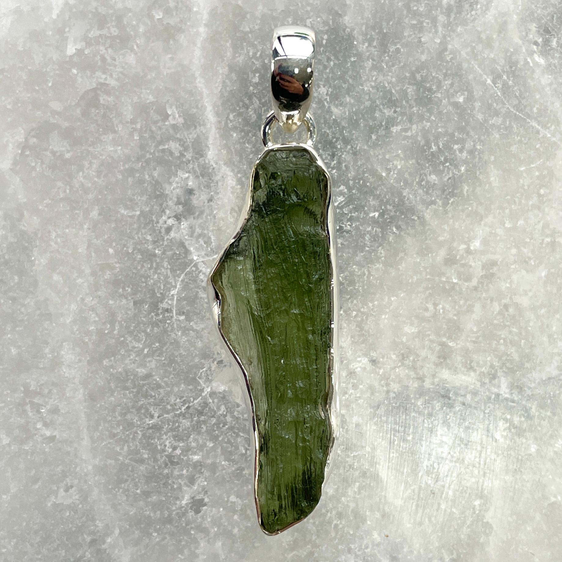 Moldavite - Silver Pendant Large - M33 Moldavite - Silver Pendant Large - M33